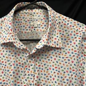 KiWi Saint Tropez Button Down Shirt, Seashell Print, L
